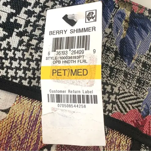 Alfani Blazer Jacket Houndstooth Floral Berry Snap Button Front Medium Petite