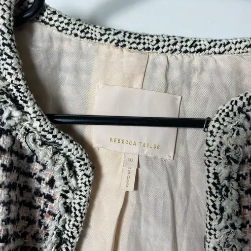 Rebecca Taylor | Houndstooth Tweed Jacket with Floral Appliqué