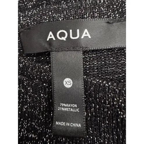 AQUA  Women's‎ Metallic Knit Square Neck Mini Dress Black Silver XS Party