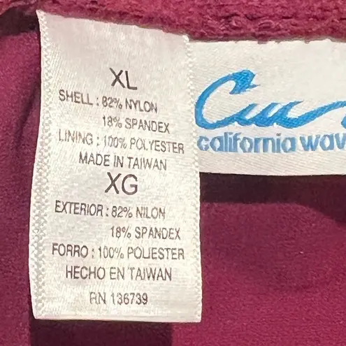 California Waves Wine Lace Up Back Hook Bikini Top Beach Swim Juniors size XL