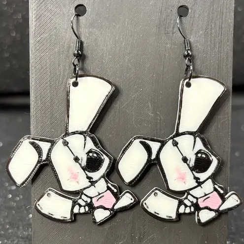Spooky Bunny Skeleton Dangle Earrings – Halloween Cute & Creepy Pink