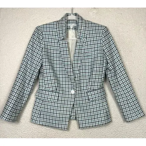 Veronica Beard Dickey Blazer Womens 0 Blue Houndstooth Academia Twee Preppy
