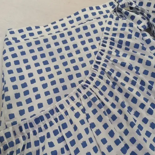 Vineyard Vines  Painterly Grid Blue White Faux Wrap Ruffle Mini Skirt