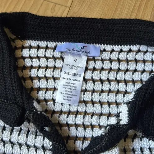 X Revolve Crochet Cropped Cardigan in Black & White