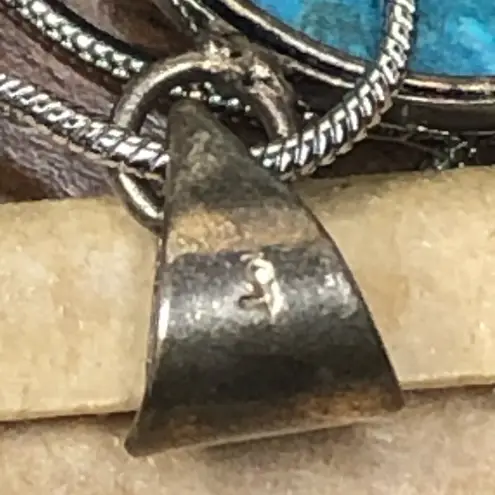 VINTAGE Turquoise and Pendant on New Sterling Silver Snake Chain