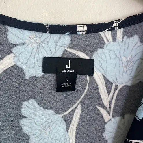 Jason Wu J Sleeveless Peplum City Twisted Knot Knit Top Blue Floral