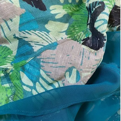 Alfani Green Floral Silk Linen Casual Sleeveless V Neck Tropical Tank Top - 16W