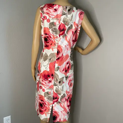 Alex Marie Pink and White Floral MIDI Sheath Dress Size 12