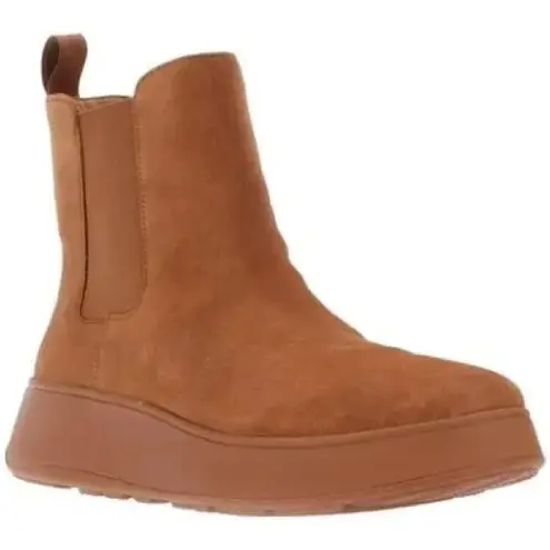 FitFlop women chestnut brown suede platform Chelsea boots size. 9.5