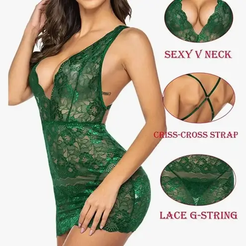 NWT! Women’s green sexy lace bodycon lingerie dress Small