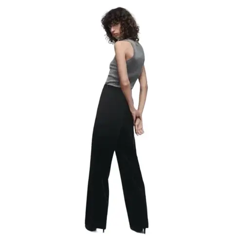 ZARA  Black Velvet Flare Trouser Pants size Small NWT