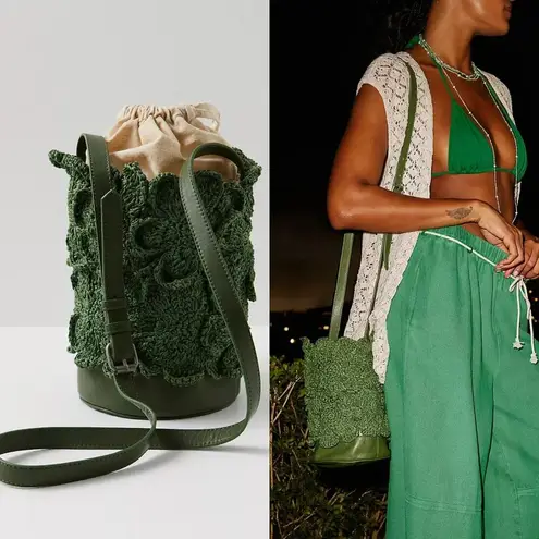 Free People  Best In Show Bucket Bag in Hunter Green NWOT $108