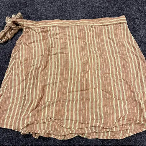 American Eagle  Coral Striped Wrap Skirt Size Large