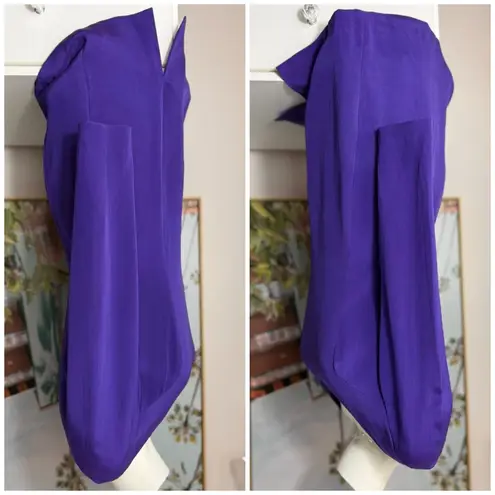 Hugo Buscati Vintage 90s Purple 100% Silk V-Neck Sheath Mini Dress Size 10 - Image 5