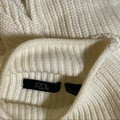RDI White Knit Peplum High Mock Neck Sweater Size SP