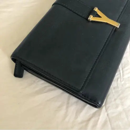 Saint Laurent  Wallet YSL Black Leather Gold