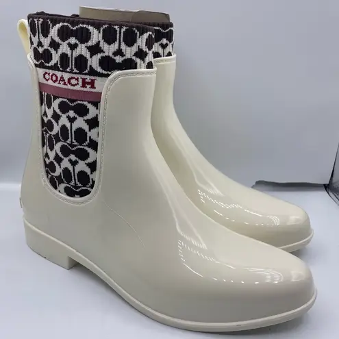 Coach original pull-on Rivington rain boots women Size 8 chalk color