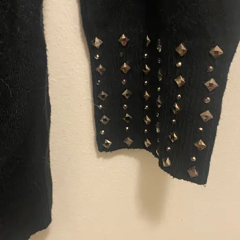 Vila Milano Womens Wool Blend Black Long Sleeve High Neck Top Shirt L Jeweled