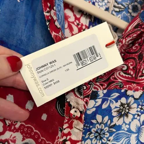 Johnny Was Cornelia Dress Floral Patchwork 100% Silk Full Button Front Small NWT