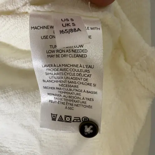 Pilcro  Boho Ruffle Henley Long Sleeve Cream Neutral Top Small