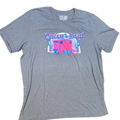 Western Queen of the Road Tee 2X Gray Pink | Cowgirl Rodeo Graphic Shirt