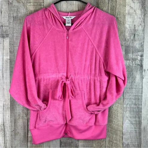 Vanity Fair Size Medium Fleece Hooded Pink Zippered Front Short Robe wit…
