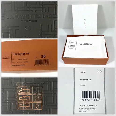 Lafayette 148 New York Bristol Flip Flop Sandals Copper Multi Size 36 EU NEW