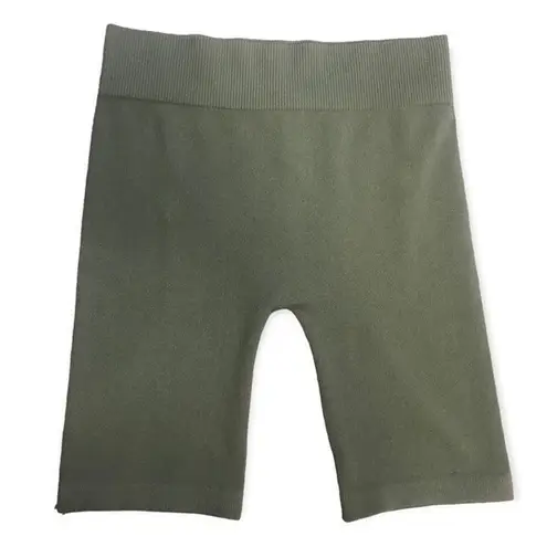 Bozzolo  Olive Green Seamless Ribbed Biker Shorts