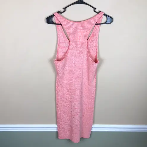 Le Ore Women’s Rimini Ribbed Knit Pink Mother Pearl Buttons Racerback Tank Dress Size M