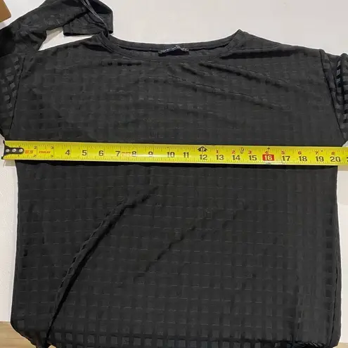 ZARA  W&B Black Grid Sheer Long Sleeve Top | Size M