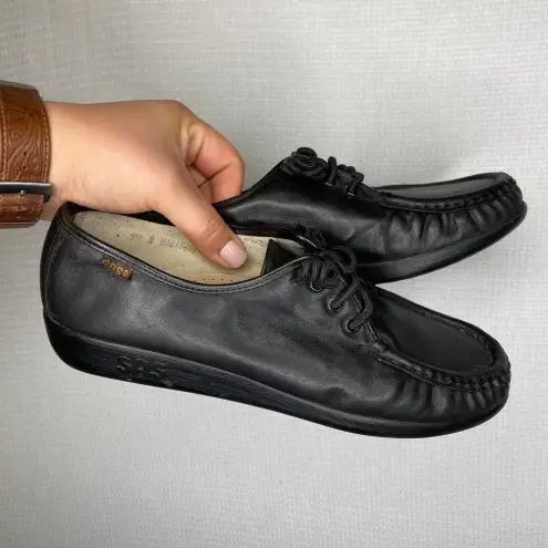 SAS Genuine Black Moccasins Shoes Handsewn Size 9.5