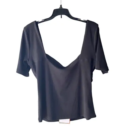 Runaway 90s inspired black ribbed twist front cropped top new with tags Size XL