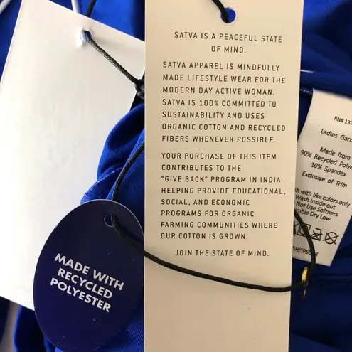 Satva Womens Leggings Full Length Moisture Wicking Shaping Cobalt Blue Size S