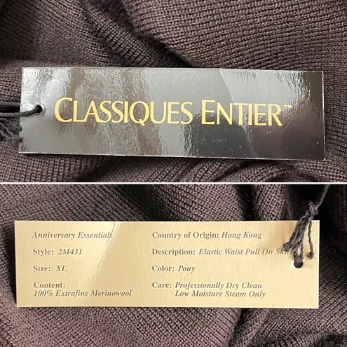 Classiques Entier Pony Brown Merino Wool Maxi Skirt XL Pull On Elastic Waist VTG