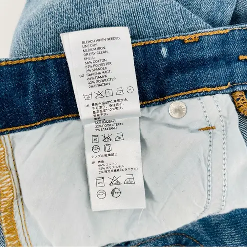 & Denim by H&M Slim Regular Waist Jeans Women 28 Medium Wash Denim Ripped Knees Blue