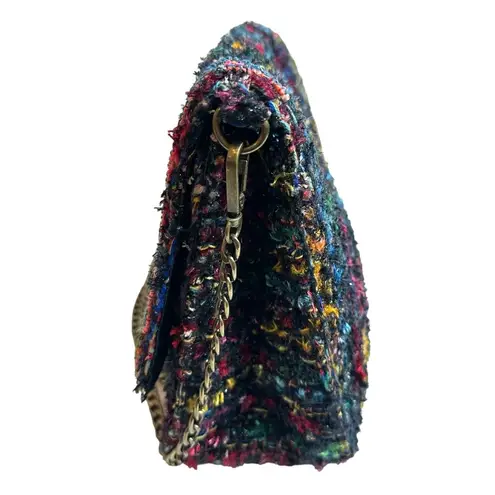 America & Beyond Tweed and Bead Beaded Shoulder Bag Clutch Crossbody Black