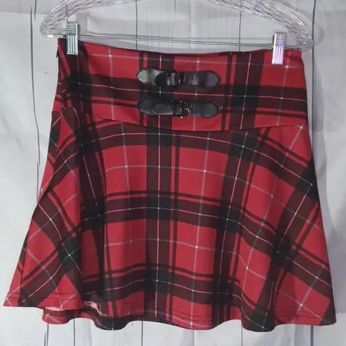 Allegra K  red and black plaid school girl skater 90’s skirt