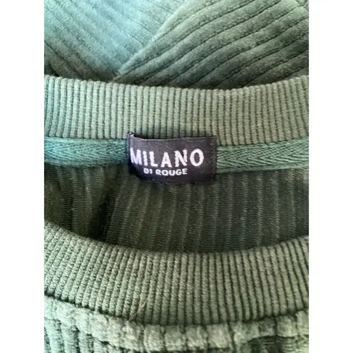 MILANO DI ROUGE Crop Top Womens Sz Sm Green Corduroy Crewneck