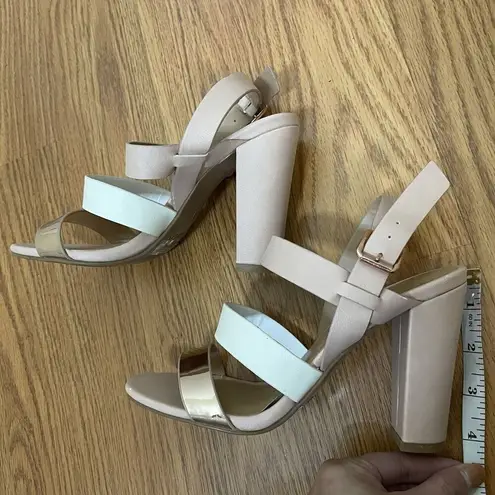 Bamboo  Pale Pink strappy slingback heels size US 6