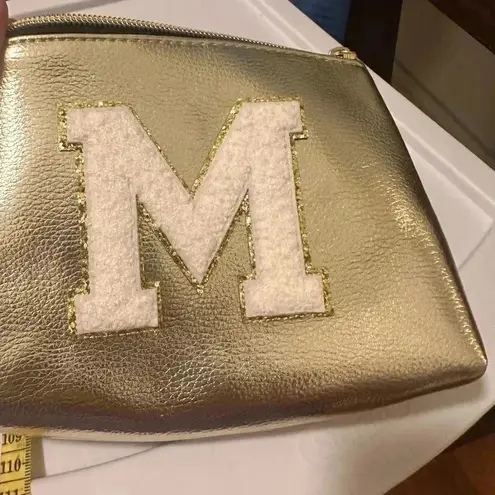 Gold Cosmetic Bag with M Initial