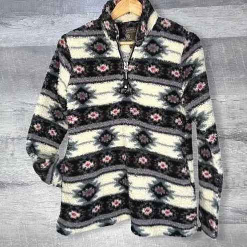 Roper Southwestern Quarter Zip Polar Fleece Pullover Women S Aztec Ivory Pockets White