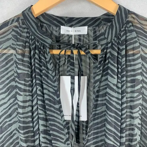 ANINE BING Elliana Asymmetrical Zebra Print 100% silk mini dress