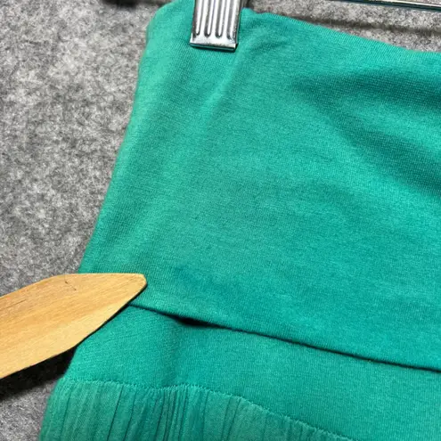 Y2K Cute Options Teal Boho Lace Tiered Maxi Skirt Rayon Crinkle L Long Flowy Green Size L