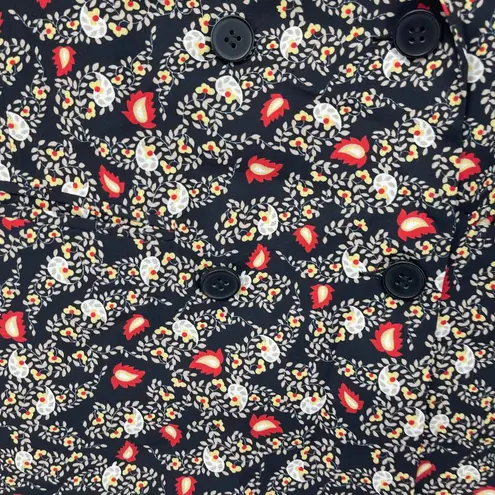 SEE U SOON PINNATE LEAF & FLORAL DESIGN BLACK, RED, WHITE, TAN BLAZER SIZE SMALL