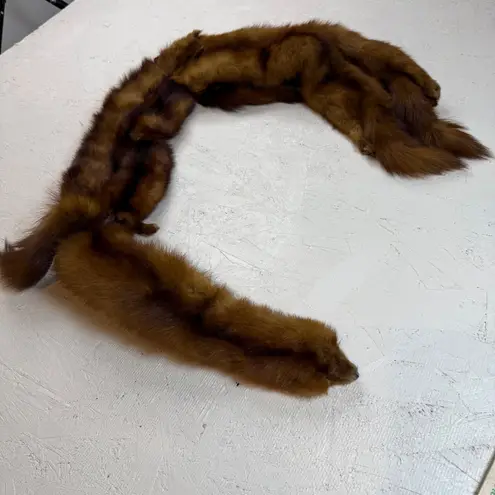 Vintage Brown Mink Fur Collar Wrap Stole Scarf Genuine Real Fur