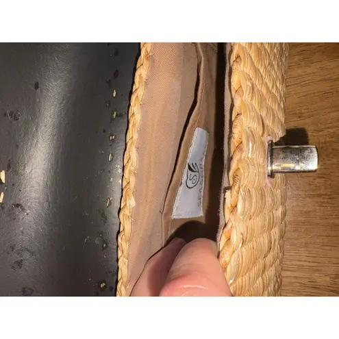 Sea And Grass Crossbody Basket Weave Purse with Tassel Charm Tan Tan