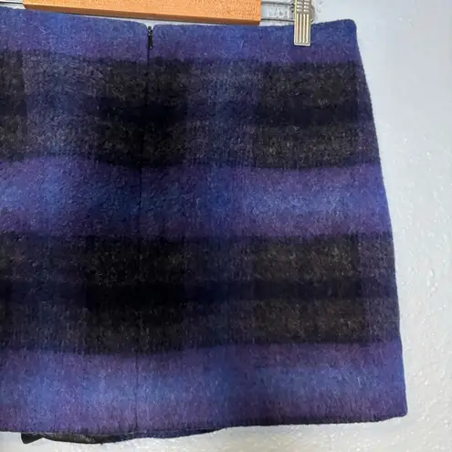 Karen Millen Blanket Plaid Wrap Mini Skirt Blue Black Size 8 Clueless Preppy