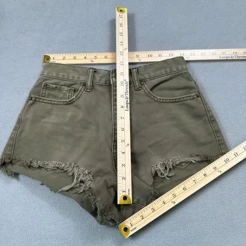 BDG  Urban Outfitters Denim Shorts Cheeky Short 26 Green High Waist Frayed Hem