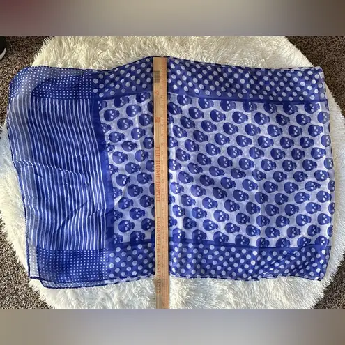 Unisex Blue & White Polka Dot Skull Scarf