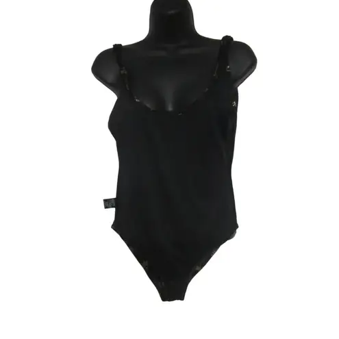 City Streets Pineapple One Piece Swimsuit Black Gold Scoop Back S